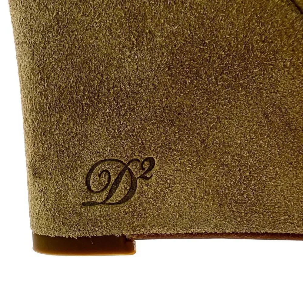 New Dsquared2 Women US 9 Boots Suede Leather Peep Toe Wedge Heel Lace-Up Shoes - Picture 13 of 16